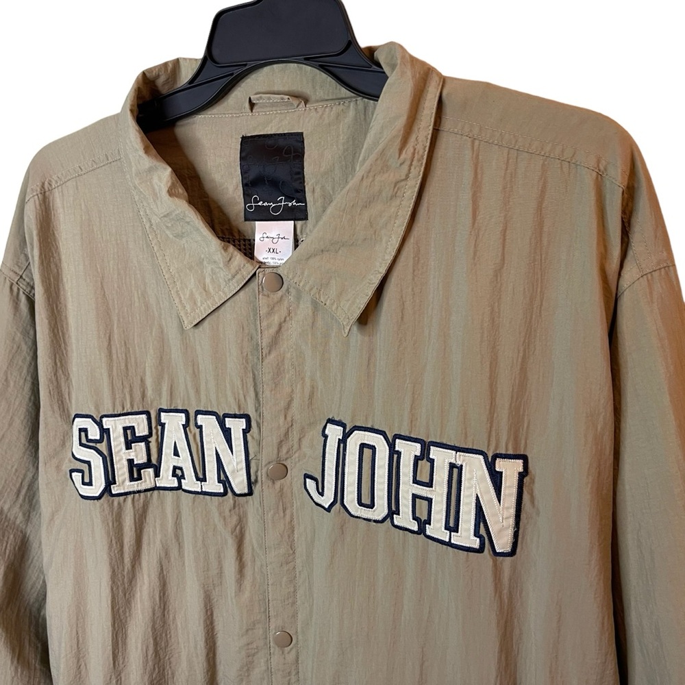 Sean John Jacket Men’s 2XL Beige Snap Buttons Hip Hop Streetwear Varsity - Picture 3 of 7